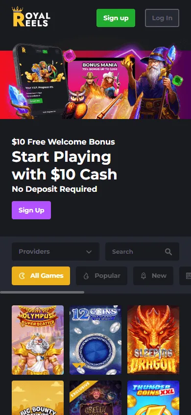 Royal Casino mobile casino home page